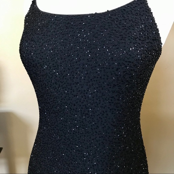 Black Sequence Spag Strap Evening Gown by Jump - Picture 3 of 8